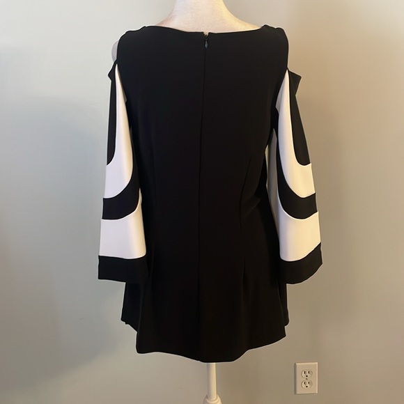 [Boston Proper] Black/White Cold Shoulder Blouse - Size Small - Picture 5 of 6